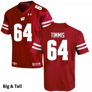 Men's Wisconsin Badgers NCAA #64 Sean Timmis Red Authentic Under Armour Big & Tall Stitched College Football Jersey UJ31W71SD